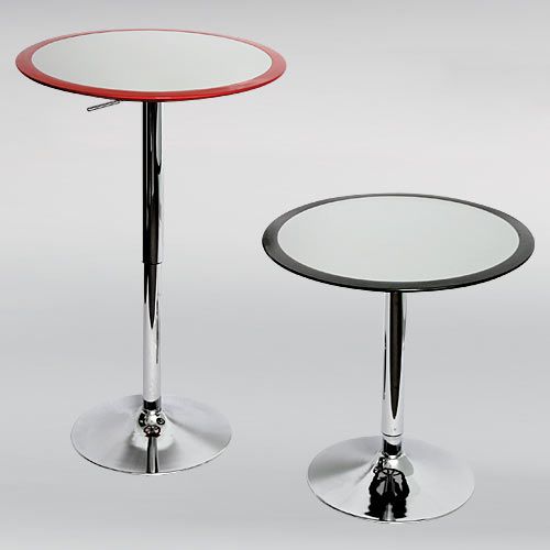 Ribbon Hydraulic Lift Bar Table Chrome Fiberglass