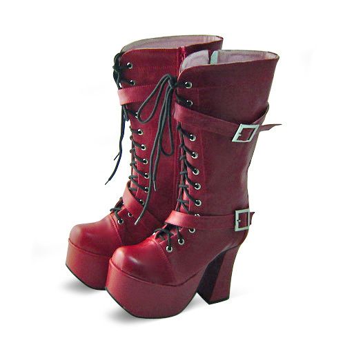 rot lolita stiefel boots Shoes Schuhe tea time party high heel gossip