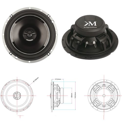 Krüger & Matz 6,5 Auto Lautsprecher 100 Watt (KM652T11)