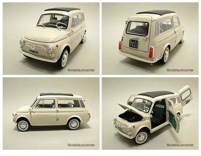 Fiat 500 1960 Jardiniere cream, Modellauto 118, Norev