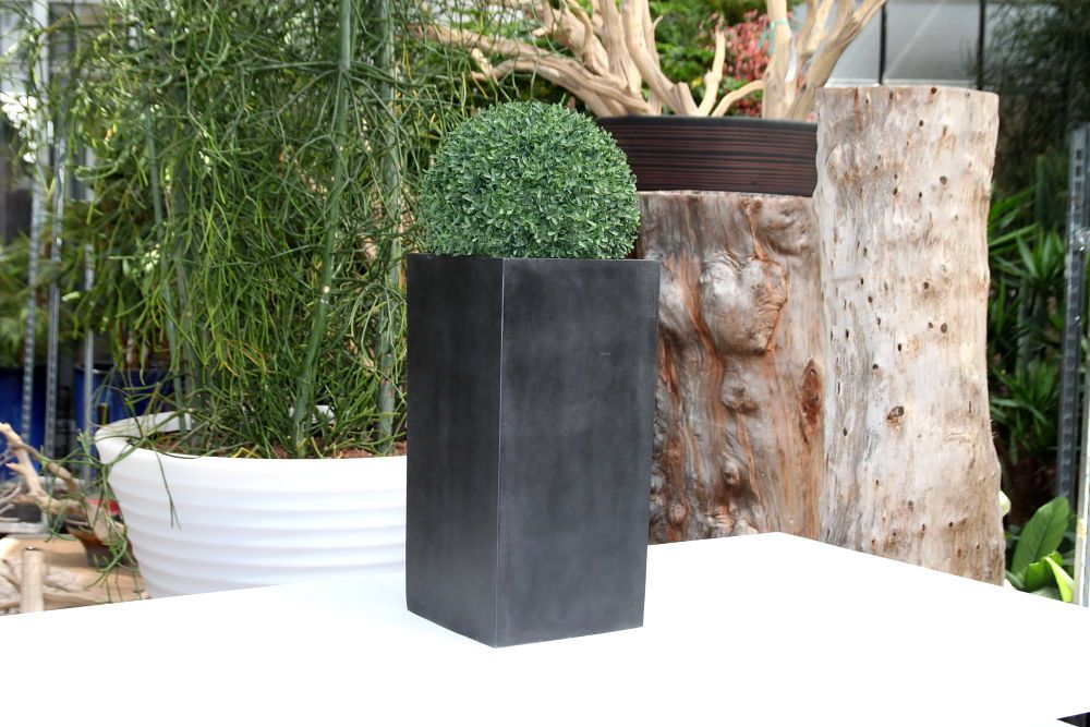 Fiberstone Blumentopf Bouvy schwarz 30x30x60