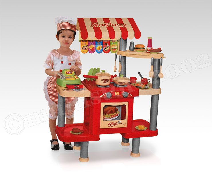 53TLG KINDERKÜCHE SPIELKÜCHE KINDER FASTFOOD SHOP SET