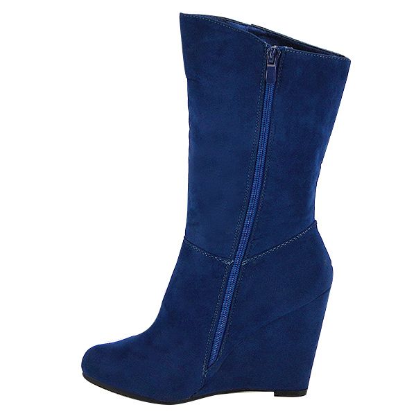 KEILABSATZ DAMEN SCHUHE 29283 STIEFEL BLAU 39 NEU