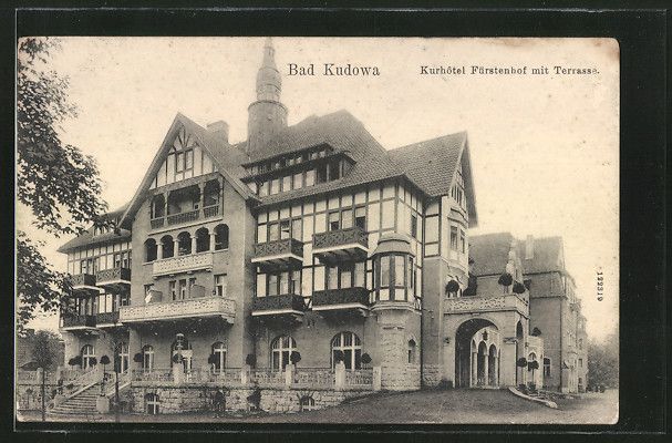 alte AK Bad Kudowa, Kurhotel Fürstenhof mit Terrasse