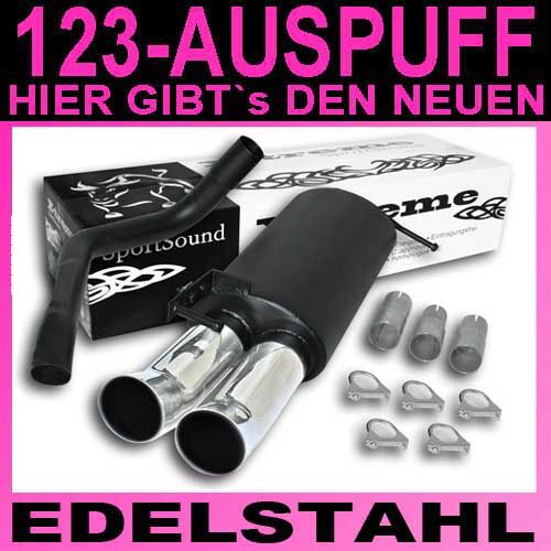 NOVUS V2A Edelstahl Sportauspuff Endschalldaempfer fuer VW Polo 9N 9N3