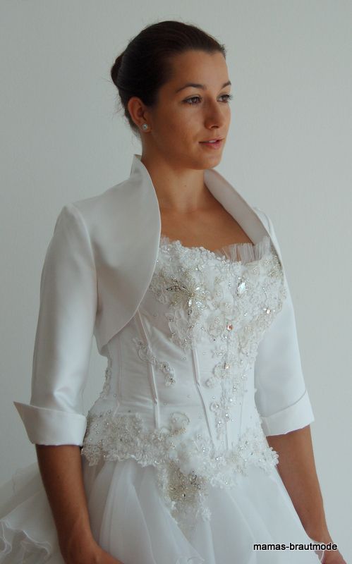 BRAUTJACKE BOLERO Satin Gr. 44, 46 in weiß, creme, schwarz *Hochzeit