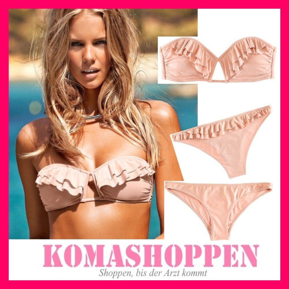 Top Hose Volants Rüschen Bandeau Creme Beige Puder 34 36 38 40 42 44