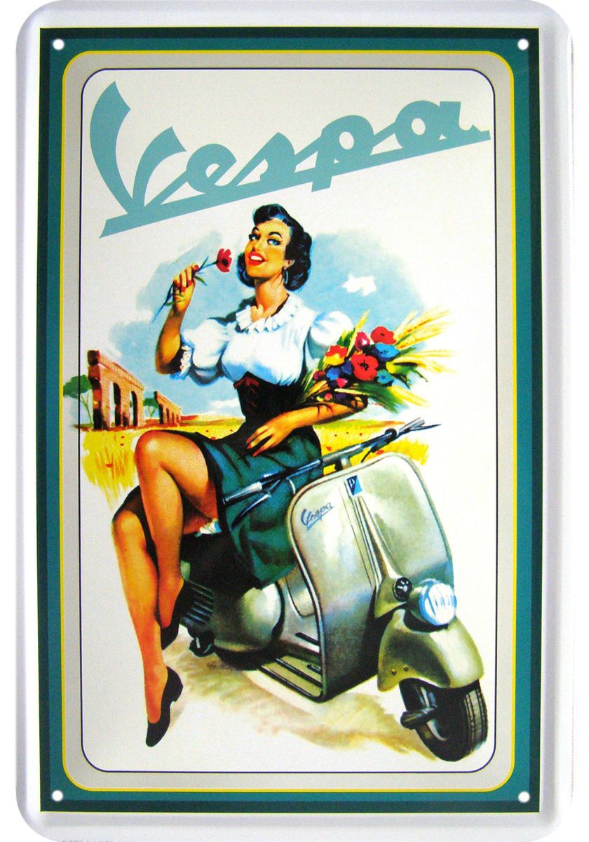 50ER JAHRE VESPA REKLAME BLECHSCHILD REPLIK