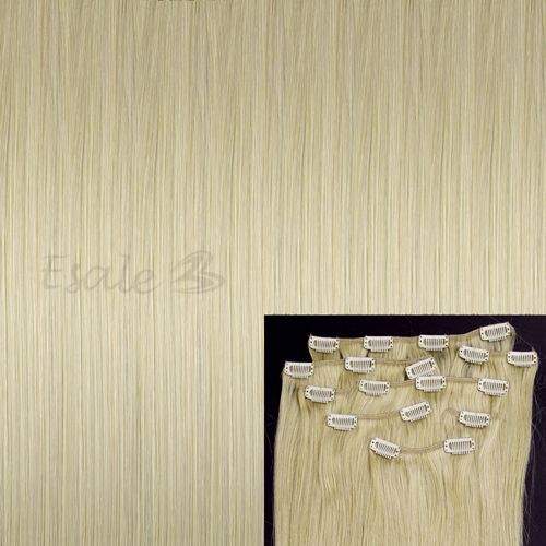 8x 50cm Clip in Extensions Echthaar Haarverlängerung #60 leichteste