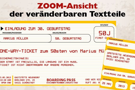 Einladungskarten für Geburtstag • Eintrittskarte • Ticket