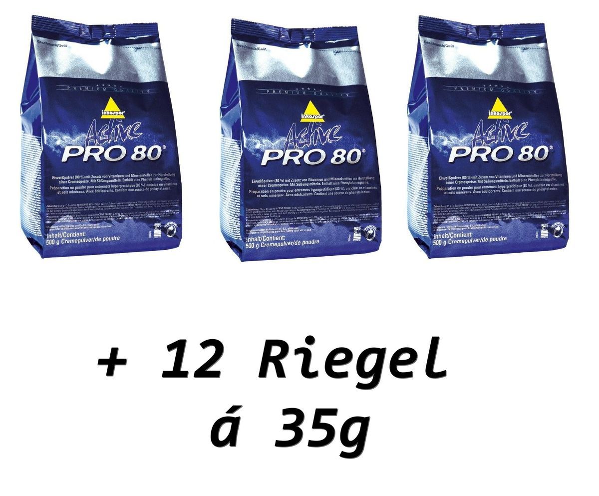 Inko 3x500g(29,80€/kg) Inkospor Active Pro 80 Protein Activ Eiweiss