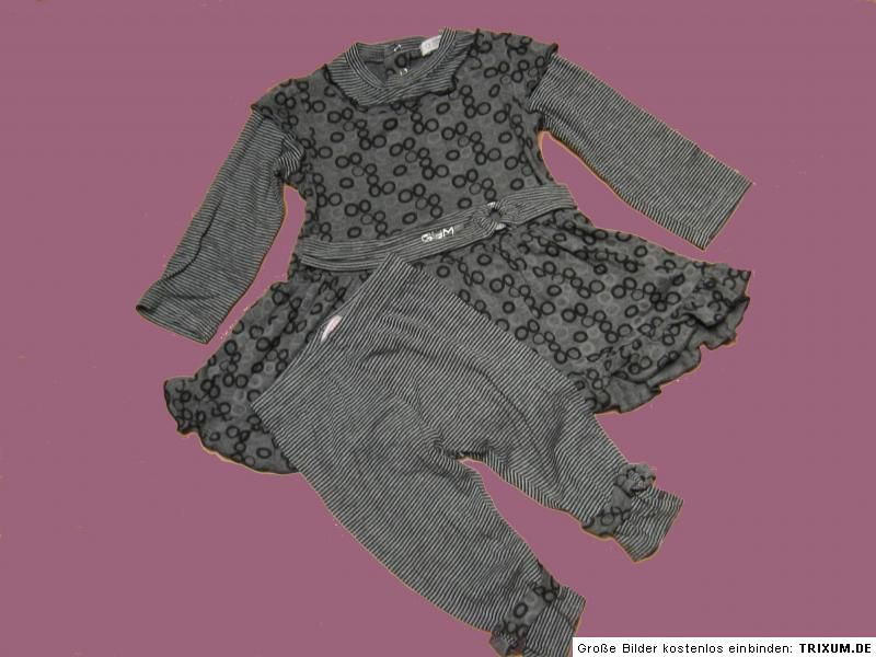 Gr. 74 GYMP SET Kleid + Leggings, grau silber schwarz, MAL WAS ANDERES