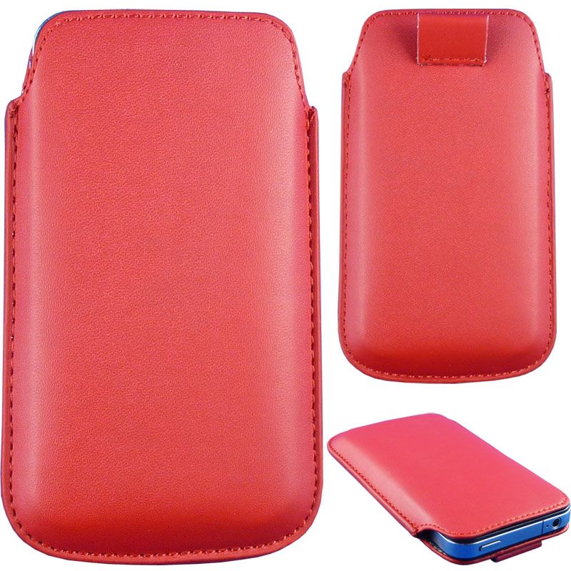 Leder Handy Tasche f. Nokia Asha 311   rot   Etui Hülle V83