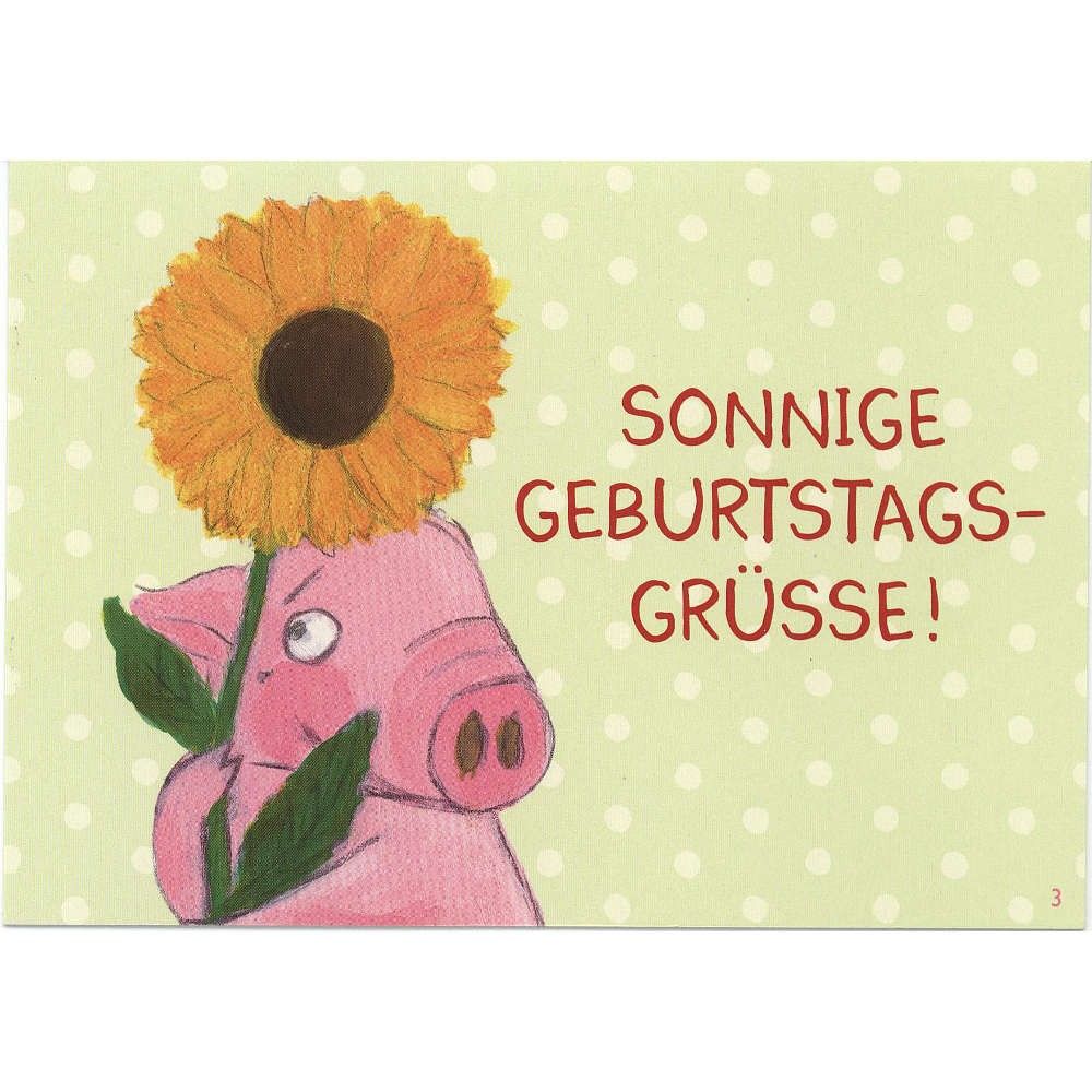 Rosalie und Trüffel Postkarte Sonnige Geburtstagsgrüße