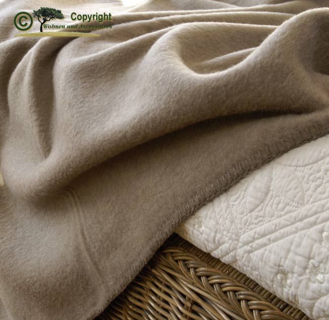 AKTION Wolldecke 100% Kaschmir Cashmere Kaschmirdecke grau / beige