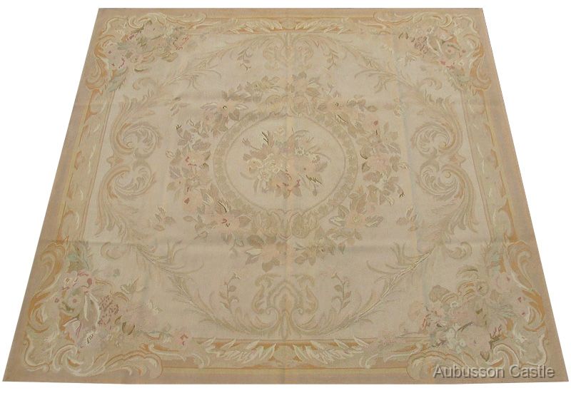 Teppich Aubusson 180X120cm Rosa Rosen Sahne Hintergrund