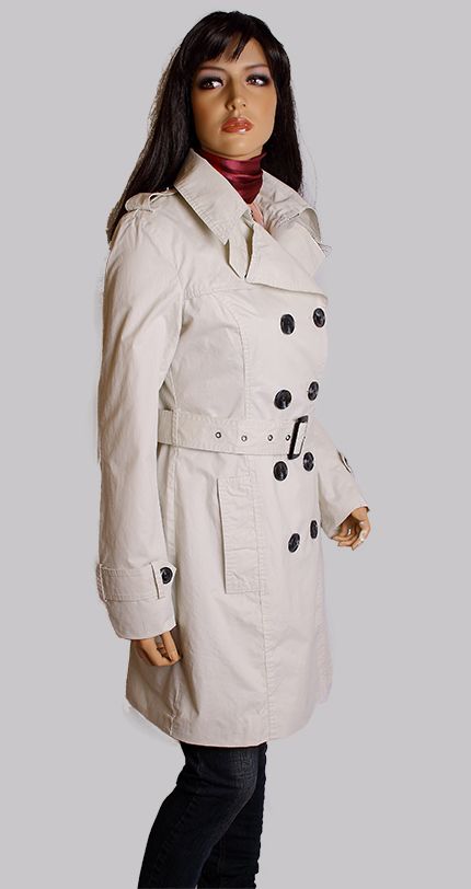 118 Damen MANTEL TRENCHCOAT Trench Coat Übergang beige