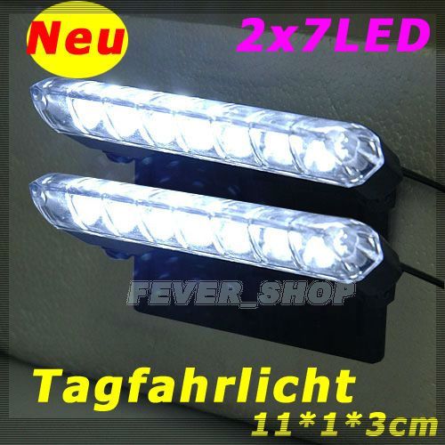 12V 2x 7 weiss LED Tagfahrlicht Scheinwerfer Autolampe