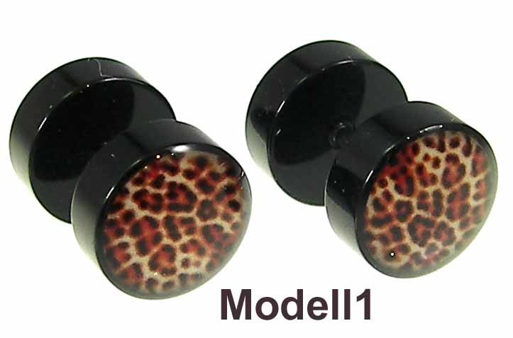 Stück 10 mm Ohrstecker Fakeplugs leopard Braun Weiß Schwarz Fake