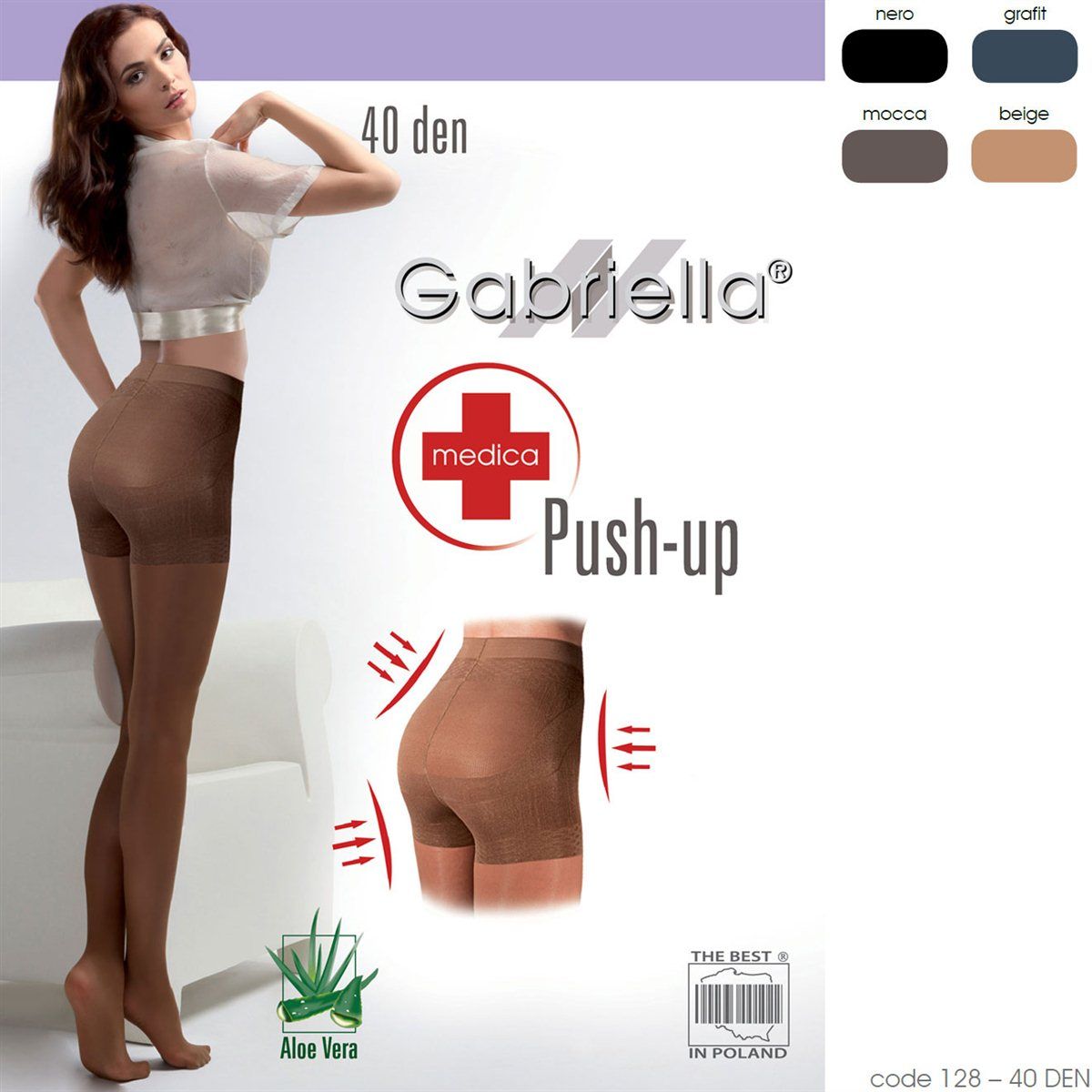 Gabriella formgebende Strumpfhosen MEDICA PUSH UP, 40den ME128