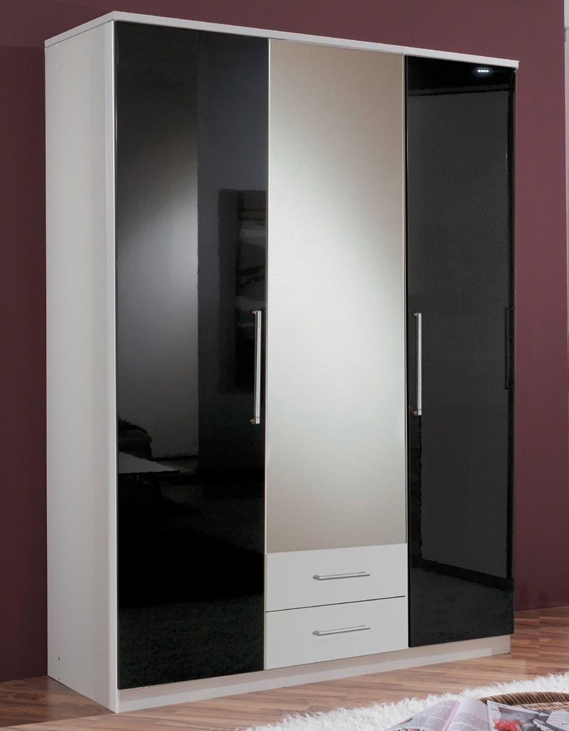 NEU* Kleiderschrank 135cm Schlafzimmerschrank Perlglanz schwarz