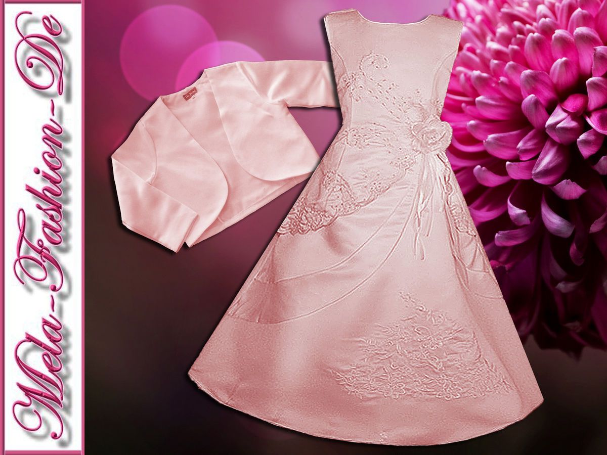 Neu Festkleid Marina rosa + Bolero + Reifrock Gr. 146/152