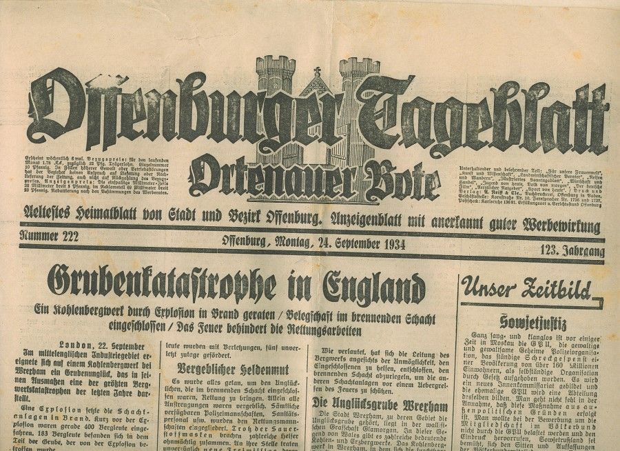 c137 Zeitung Offenburg Offenburger Tageblatt Orternau 1934, Japan