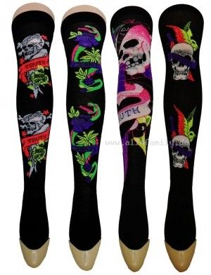 trendige Overknee Socks ~ Tattoo Design ~ Gr. 37 39