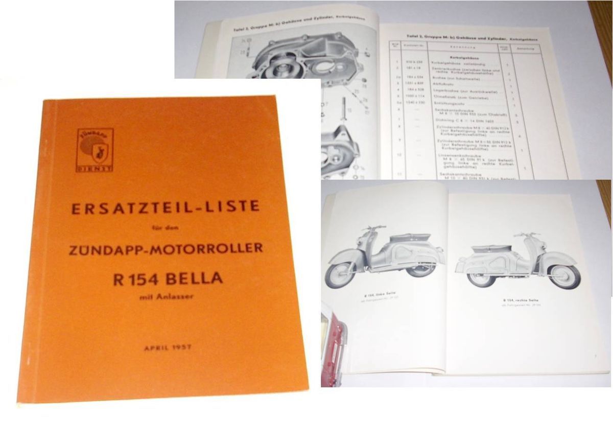 Original Zündapp Bella R154 Ersatzteilliste / Ersatzteilkatalog April