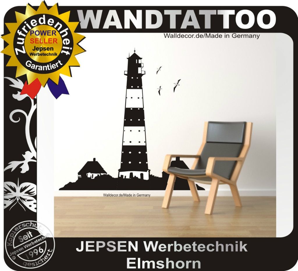 Westerhever Leuchtturm WANDTATTOO Maritim Wohnzimmer 100x103cm L8