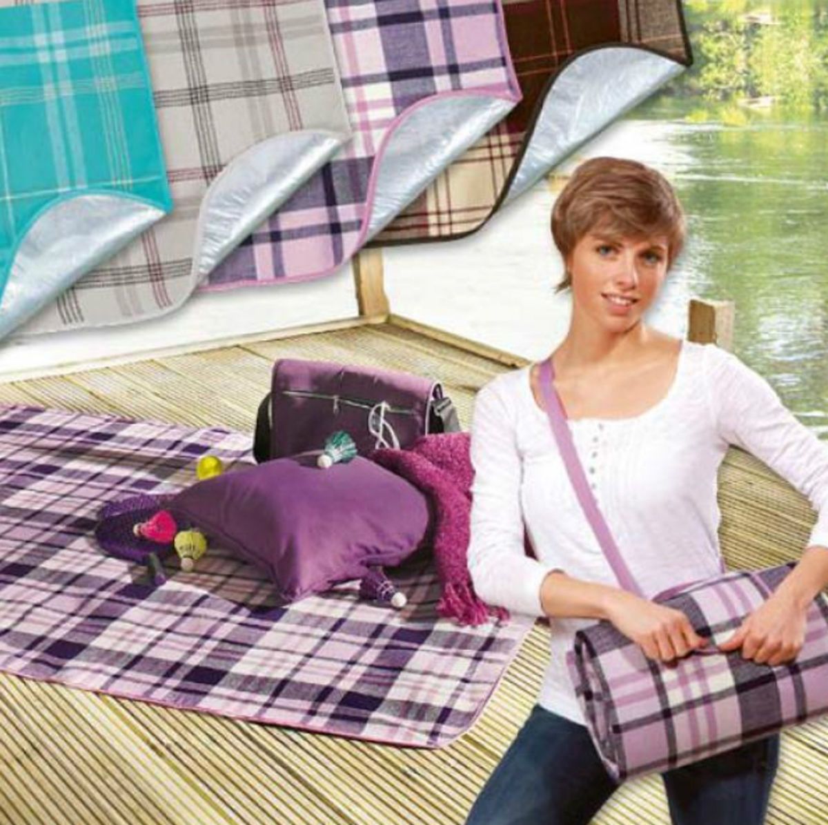 Reiseplaid Campingdecke Stranddecke 135 × 175 cm NEU