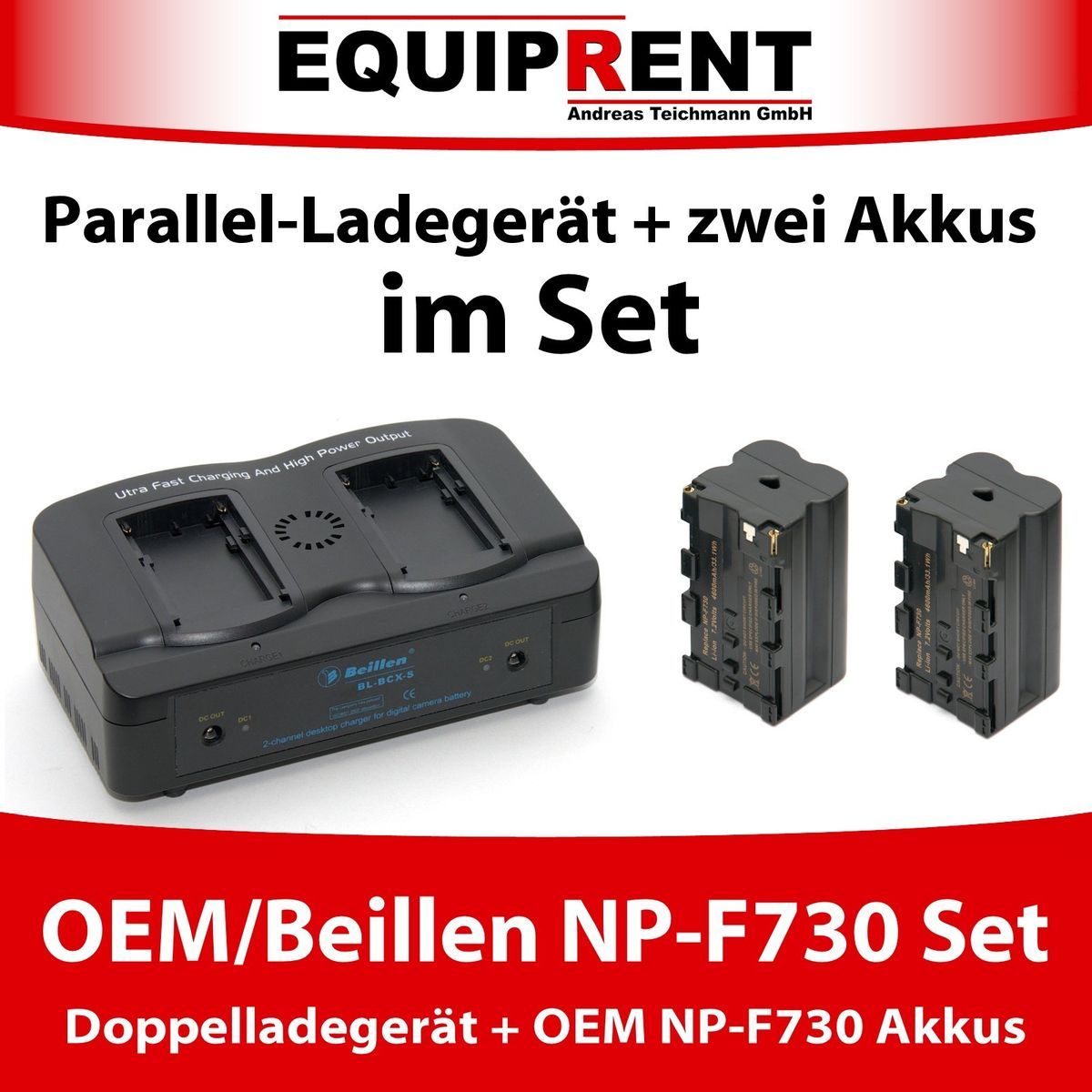 Beillen BL BCX S Doppel Parallel Ladegerät + 2x OEM Akku für SONY NP