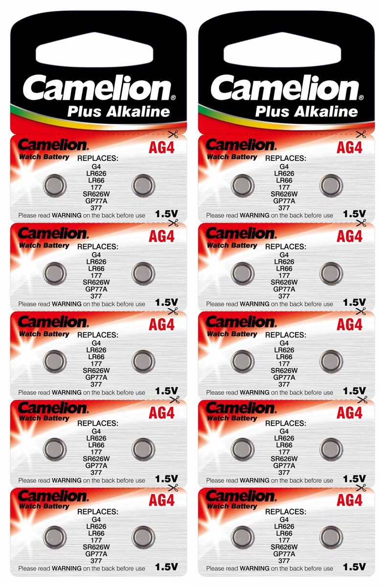 20x AG4 Alkaline Knopfzellen 377 626 177 V377 SR626W