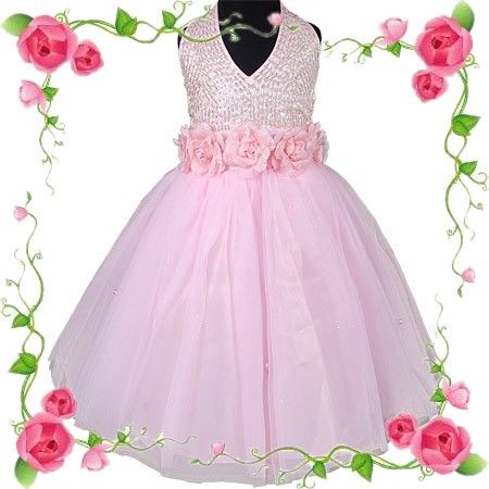 D193 12 Rosa Festkleid Pailletten Kleider 104/110/116