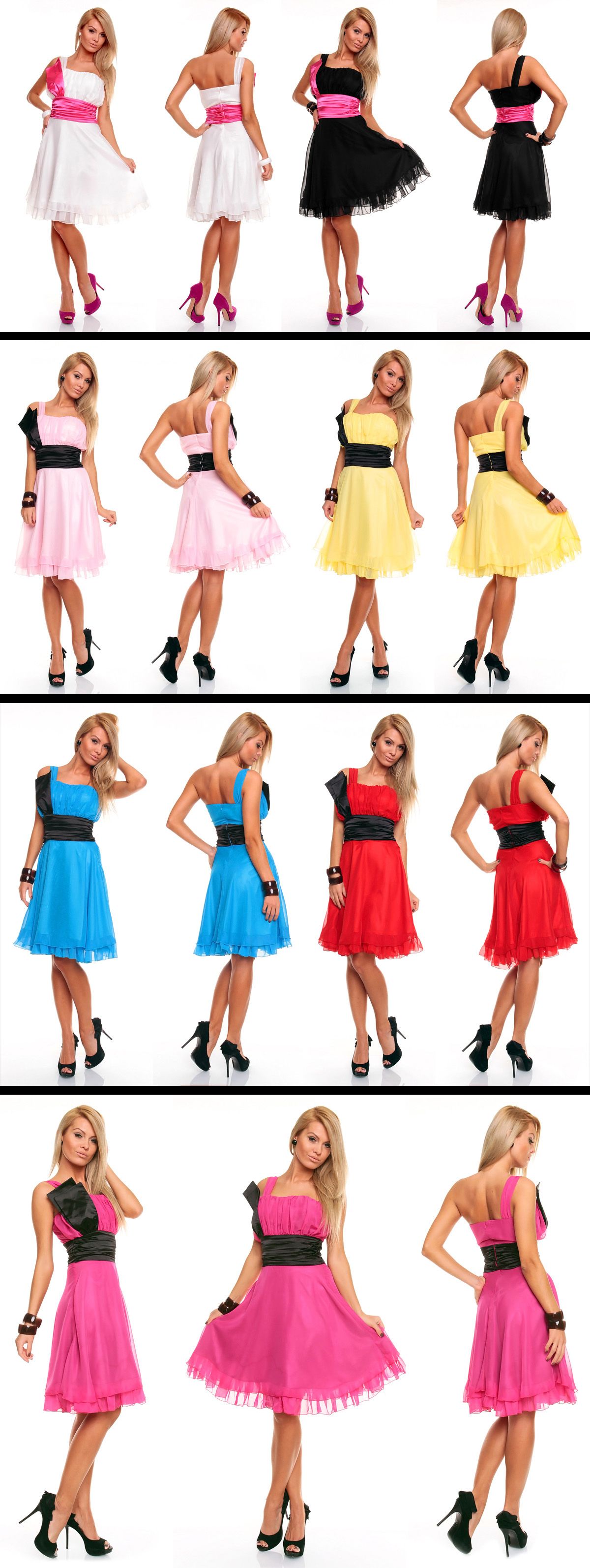 HS 182 DAMEN KLEID CHIFFON ABENDKLEID PARTY COCTAILKLEID S M L 36 38