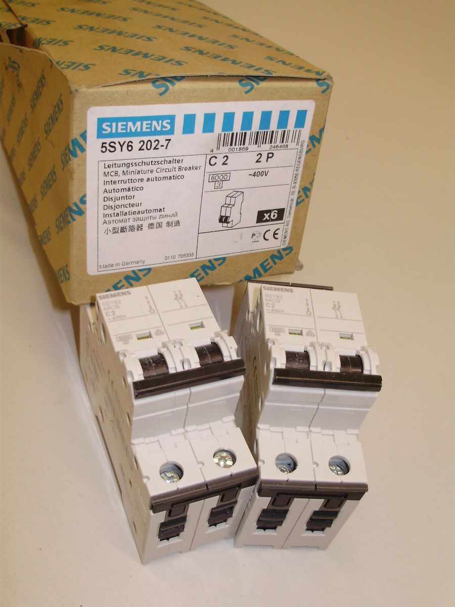 2x Siemens 5SY6 202 7 5SY62 MCB C2 Sicherungsautomat Leistungsschutz