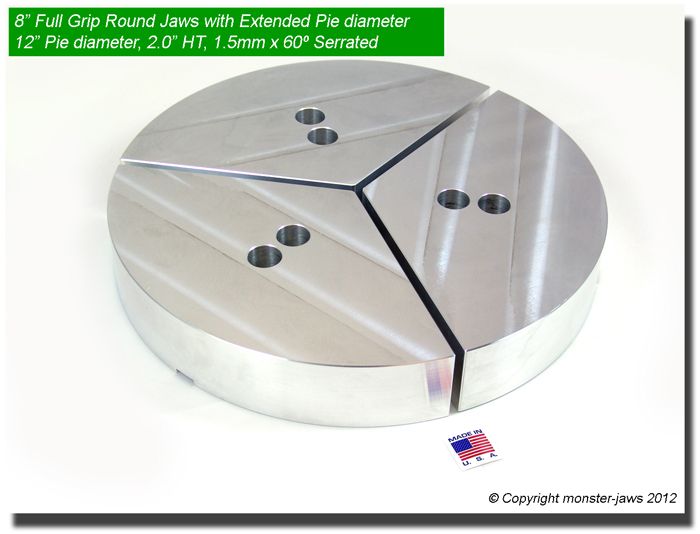 B208 ROUND JAWS (12 EXTENDED PIE DIAMETER) SERRATED CHUCK 2HT