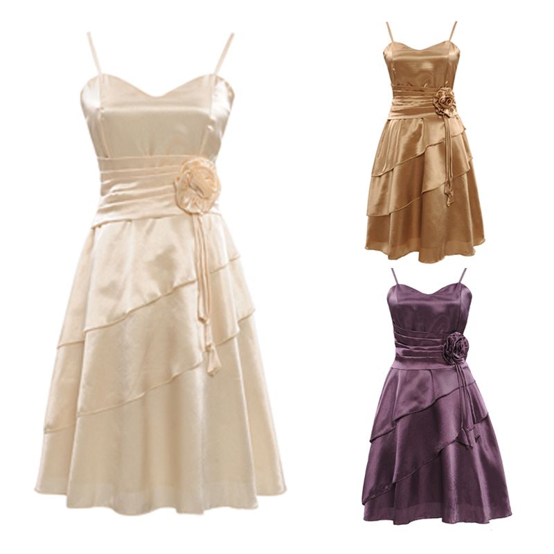 Damen Elegante Blumen Abend Ball  Partykleider Lila Beige Gold