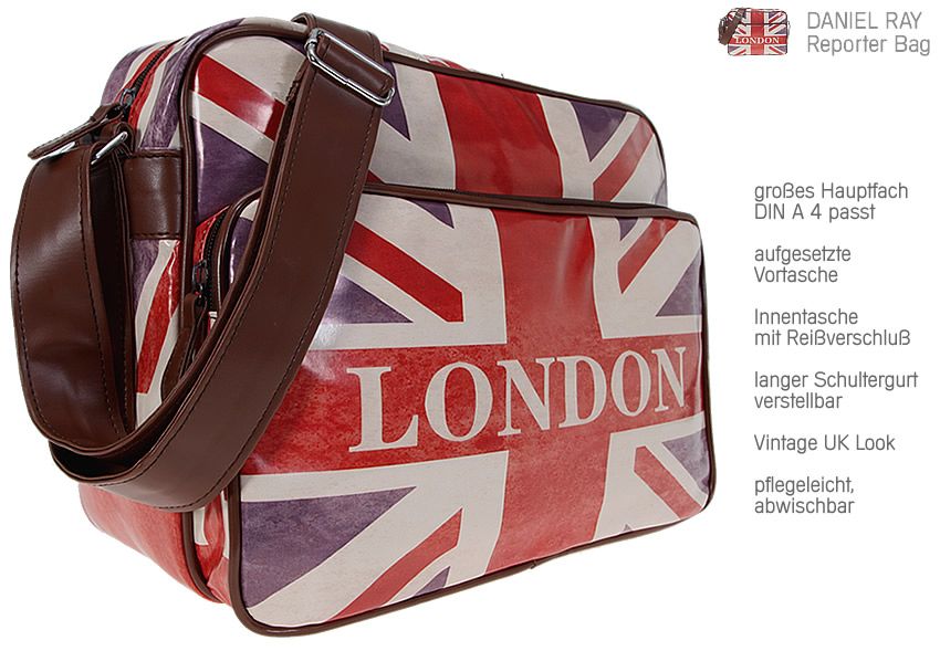 Schultertasche DANIEL RAY LONDON Reporter Messenger Kuriertasche A4