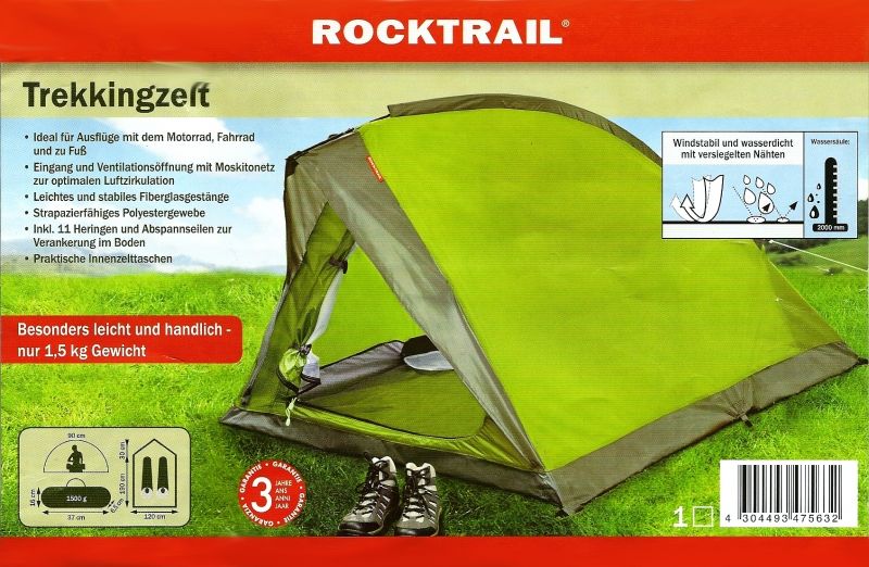 Rocktrail 2 Personen Trekkingzelt 120 x 90 x 220 cm NEU on PopScreen | Zelte