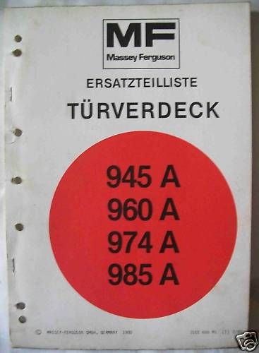 Massey Ferguson Schlepper 235   285 Verdeck ET Liste