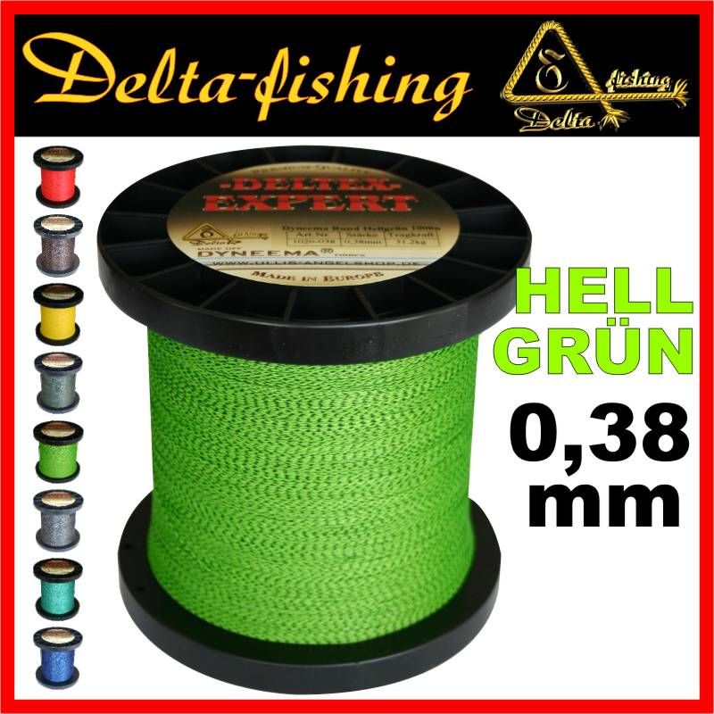 RUND GEFLOCHTENE DYNEEMA ANGELSCHNUR 0,38mm 270m HGRÜN