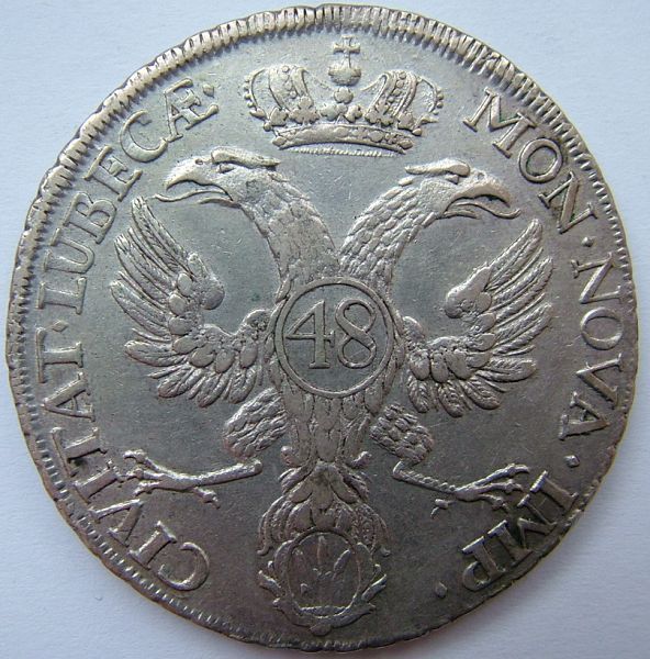 LÜBECK + 48 SCHILLING SILBER + COURANT TALER + 1752 [243]