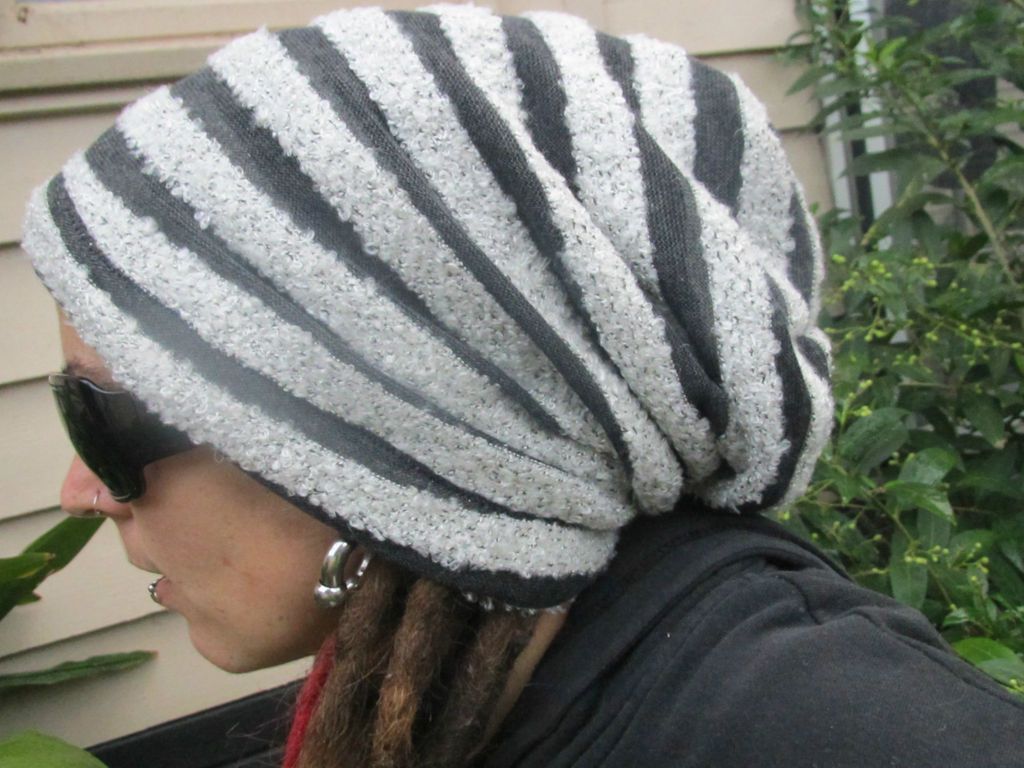 Super cozy Striped Dread hat / Dreadlock Tam / Dread Beanie / slouch