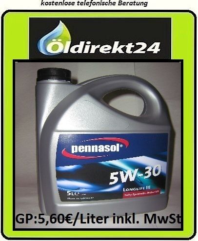 5W30 Longlife III 3 VW 504/507 5W 30 MB 229.51 5 Liter