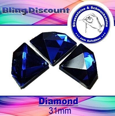 Strasssteine Aufnaehen Diamond Blue 23x31mm kein Hotfix