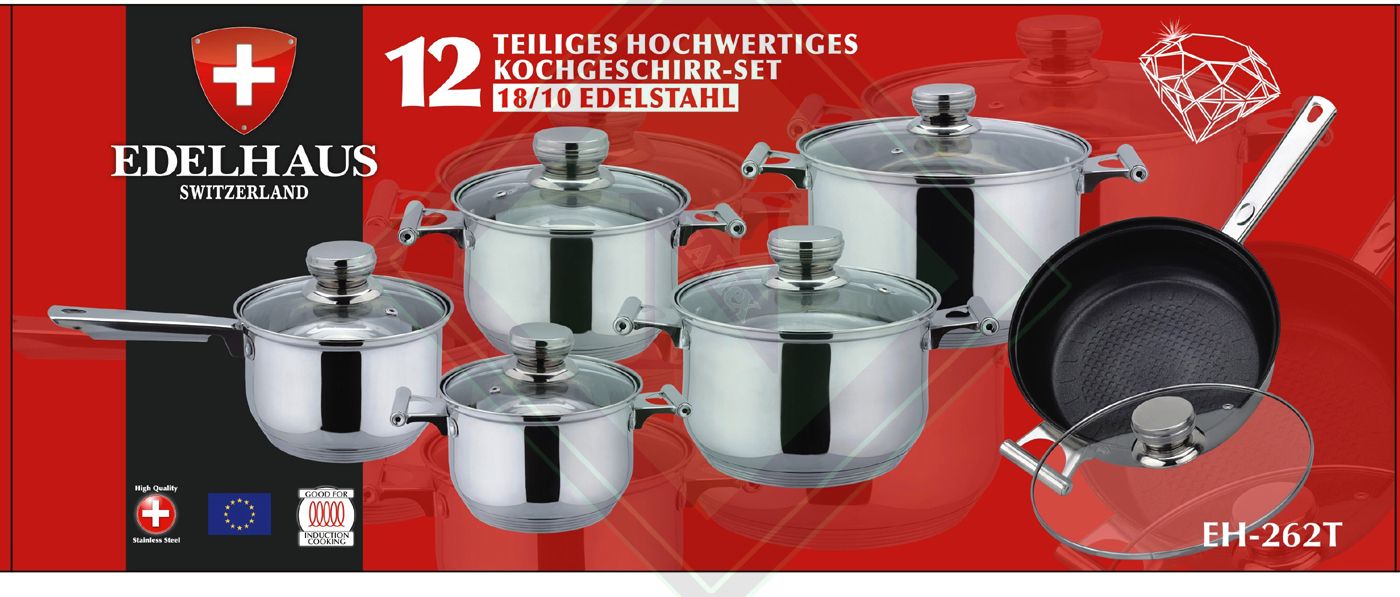 Switzerland Edelstahl 12tlg Kochtopf Set Topf Set auch für