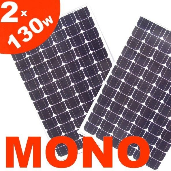 2x 130W Solarmodul Solarpanel 12V 24V Solar Monokristallin