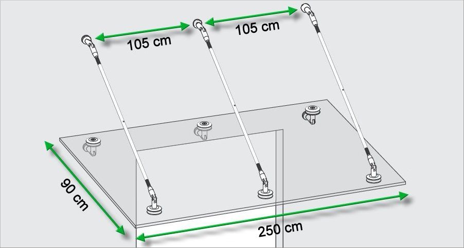 Glasvordach 250x90 cm Vordach Haustür Türvordach Edelstahl Klarglas