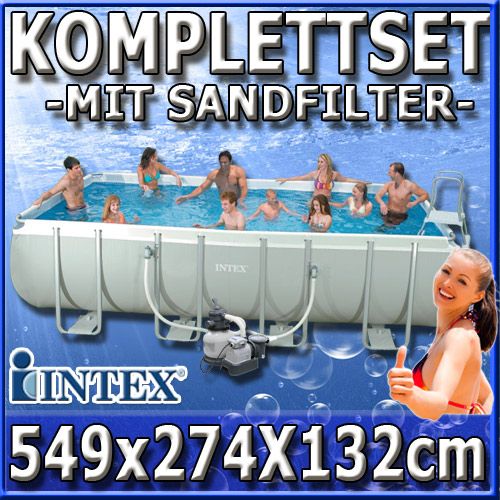 Swimming Pool set Rechteck Stahlwand Frame Schwimmbad 549x274x132 cm